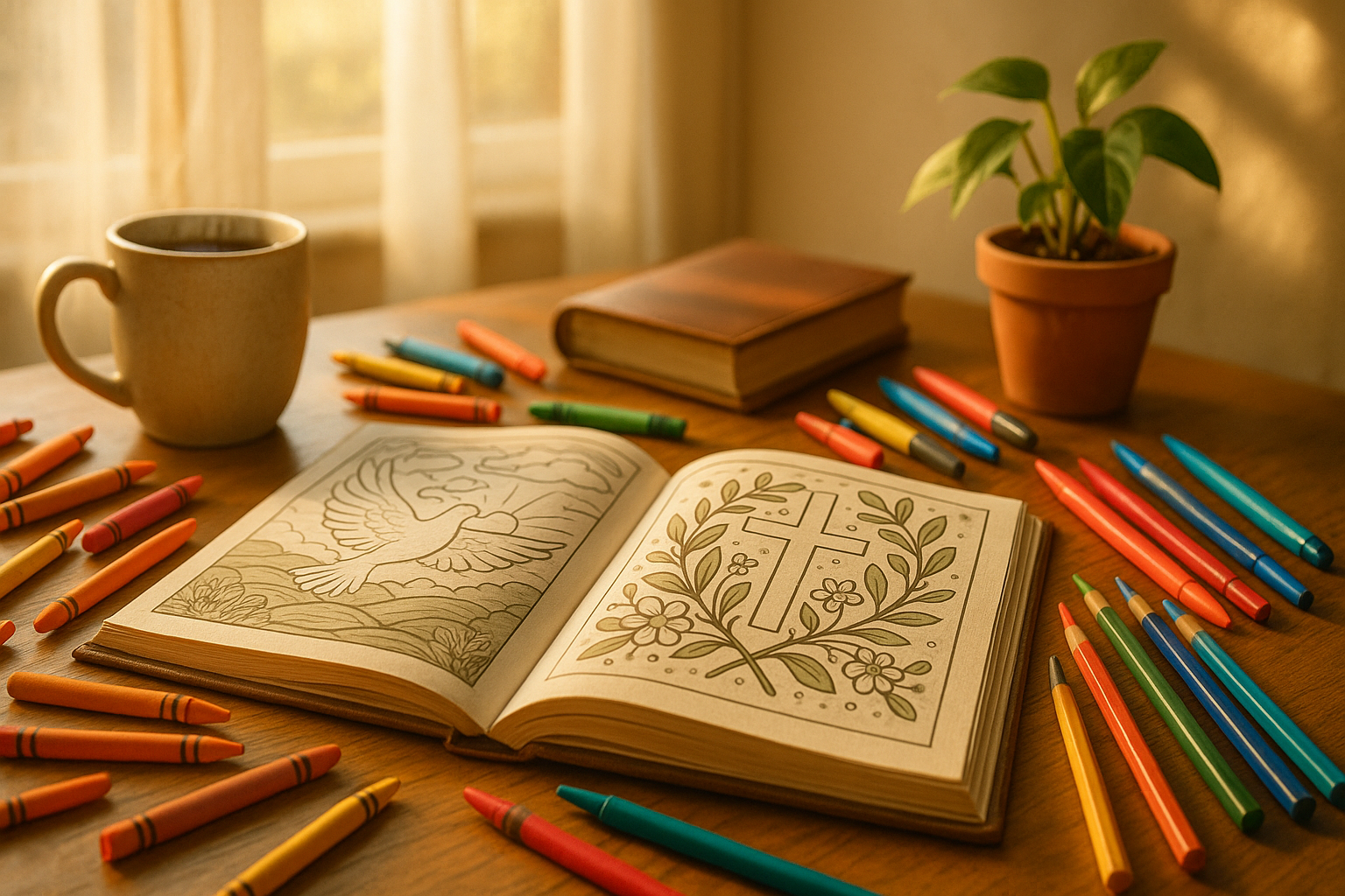 The Bible Coloring Book on the Table